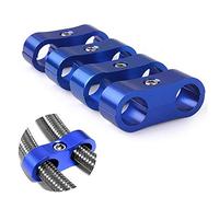 4AN Hose Separator Clamp Aluminum Fuel Line Mounting Clamp Divider Hose Fitting Adapter Fit for 1/4 Fuel Line, Oil Line, Brake Line, Water Pipe and Gas Line,Blue,4pcs