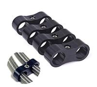 4AN Hose Separator Clamp Aluminum Fuel Line Mounting Clamp Divider Hose Fitting Adapter Fit for 1/4 Fuel Line, Oil Line, Brake Line, Water Pipe and Gas Line,Black,4pcs