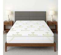 4AS Bamboo Memory Foam Mattress Topper Super Kingsize Bed - Hypoallergenic & Breathable 2.5cm Thick 40D Gel Memory Foam Mattress Pad with Machine washable Zippered Cover (183x200cm - Superking)
