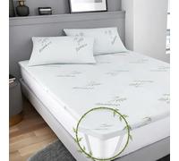 4AS Bamboo Memory Foam Mattress Topper Super Kingsize Bed - Hypoallergenic & Breathable 2.5cm Thick 40D Gel Memory Foam Mattress Pad with Machine washable Zippered Cover (183x200cm - Superking)