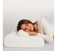 4AS Contour Memory Foam Pillows with Bamboo Cool Max Cover - Cervical Side Sleeper Pillow for Neck and Shoulder Pain Relief - Zipped, Machine Washable Cover - White (60x40x12/10cm)