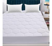 4AS Quilted King Size Mattress Protector - 110 GSM Microfiber Filling, Hypoallergenic Deep Fitted Breathable Mattress Topper Stretches up to 30 cm (King - 150x200 cm)