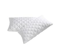 4AS Quilted Pillow Protectors 48x74cm - 100% Polyester, Breathable, Zipped Pillow cases 2 Pack (White)