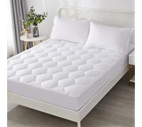 4AS Quilted Single Mattress Protector - 200 GSM Microfiber Filling, Hypoallergenic Deep Fitted Breathable Mattress Topper Stretches up to 40cm (Single - 90 x190 cm)