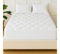 4AS Triple Filled Super King Mattress Protector - Ultra Soft Microfiber Mattress Protector with 40cm Deep Skirt (180x200 cm) - White