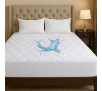 4AS Quilted Waterproof Mattress Protector - Hypoallergenic & Breathable Premium Microfiber Mattress Protector Double Bed Stretches up to 30cm (Double - 137x190cm)