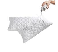4AS Quilted Waterproof Pillow Protectors 48x74cm - 100% Polyester,Extra Soft, Breathable, Zipped Pillow cases 2-Pack (White)