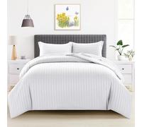 4AS Super King Duvet Cover Set with Pillowcases - Soft Brushed Microfiber Bedding, Durable Button Closure (White, 220x260cm)