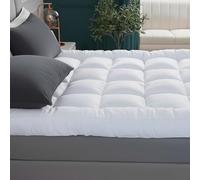 4AS Supersoft Mattress Topper Double Bed - Microfibre Filling 5cm Extra Thick Mattress Topper with Elasticized Corner Straps - White (Double 137x190 cm)