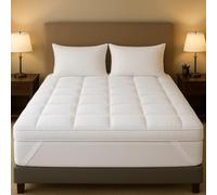 4AS Supersoft Mattress Topper Kingsize Bed - 1100 GSM Filling 4 Inch (10cm) Thick Mattress Topper with Elasticized Corner Straps - White (King 150x200 cm)