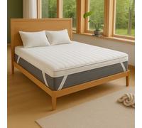 4AS Supersoft Mattress Topper Kingsize Bed - Hypoallergenic & Breathable Microfiber Filling 4CM Thick Mattress Topper with Elasticized Corner Straps - White (King - 150x200 cm)