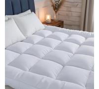 4AS Supersoft Single Mattress Topper - 1100 GSM Microfibre Filling 4 Inch (10cm) Extra Thick Mattress Topper with Elasticized Corner Straps - White (Single 90x190 cm)