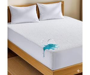 4AS Terry Towel Waterproof Mattress Protector - Super Absorbent & Aloe Vera Treated with Deep 30cm Fitted Skirt for Extra Comfort -Small Double Mattress Protector (122x190+30 cm)