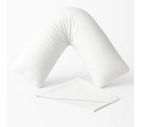 4AS V Pillow with Pillowcase - Hypoallergenic & Orthopedic V Shaped Pillows for Ultimate Comfort - Ideal for Maternity, Nursing, and Relaxation (White - 75X35cm)