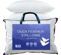 4B DREAMS Duck Feather & Down Pillows- Luxurious Comfort for Restful Sleep-Hypoallergenic & Anti Dust Mite-2 Duck Feather Pillows UK Standard Size(48x74cm)