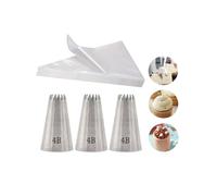 4B Piping Nozzle and Bag Set, 4B Open Star Tip with 12 inch Disposable Piping Bag for Cupcakes, Cakes, Cookies & Pastry Decorating