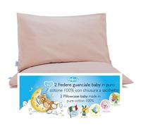 4BABIES- Baby Toddler Pillowcase 50X30 cm - Set of 2 Pillow Cases for cot and crib 100% PURE COTTON Made in Italy - Envelope closure - OEKO-TEX Certified - Children's bedding - Pink