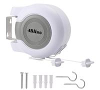 4Bliss Retractable Washing Line 30M (2x15) Heavy Duty Dual Clothesline Automatic Retraction Wall Mounted Space Saving Laundry Airer Holds 15kg Easy Install Indoor/Outdoor-White