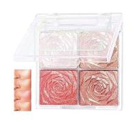 4Blush Palette for Older Women, Blush Palette Highlighting and Contouring, Glitter Contour Natural Powder Long-lasting High Shine Smudge and Sweat Resistant Cheek Make-up for Women's Face Make-up