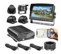 4CH 4G WiFi GPS 1080P Hard Drive Mobile Vehicle DVR Video Recorder Onlive View on PC Phone with 4x1080P Night Vision/IP69K Waterproof Front Rear Side View Camera 7"" VGA Monitor for RV Truck Trailer