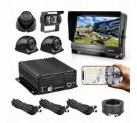 4CH 4G WiFi GPS Hard Drive Mobile DVR Video Recorder Online View on PC Phone with 7" VGA Monitor 4x1080P Night Vision/IP69K Waterproof Camera for Vehicle RV Truck Trailer, HDD 2TB + SD 512GB Support