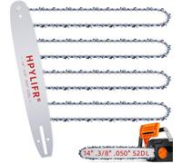 [4Chains+ 1Bar] 14 Inch Chainsaw Bar and Chain Replacement for Ryobi RY3714 | 3/8"LP Pitch .050" Gauge 52 Drive Links- Fits Echo CS-310, Craftsman, Husqvarna 120, Oregon 140SDEA041, 27856, S52
