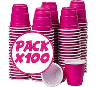 4cl Shot Cups Pink American Style - 100 Pack Reusable Plastic Red Cups - Mini Shooter Cups for Hen Party, Drinking Games & Beer Pong - Original Corner®