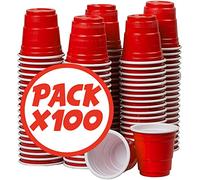 4cl Shot Cups Red American Style - 100 Pack Reusable Plastic Red Cups - Mini Shooter Cups for Party, Drinking Games & Beer Pong - Original Corner®