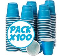 4cl Shot Cups Turquoise American Style - 100 Pack Reusable Plastic Red Cups - Mini Shooter Cups for Party, BBQ & Drinking Games - Original Corner®