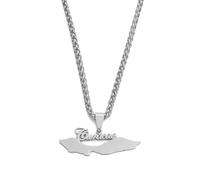4cm Curacao Islands Map Pendant Necklaces Silver Color stainless steel/Gold Color Jewelry Maps for Women Men(Silver Color,60cm)