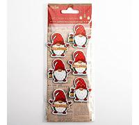 4cm Merry Christmas Nordic Santa Christmas Craft Decorations - Self Adhesive (6 pcs)