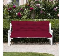 4cm Waterproof Swing Bench Cushions for 2-3 Seater Outdoor Furniture, Replacement Seat Pads with Straps, Grey & Dark Red, 150x100x10cm, Comfortable Garden Lounger Backrest