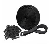 4cm x 5m Hook and Loop Securing Straps with 15 Buckles, Free Cut Length | Easy to use | Adjustable | Reusable Fastening Cable Ties, 4cm Wide Cinch Strap for Wire, Cord Wraps, Cable Management- Black