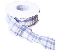4cm x 9m Blue Gingham Ribbon Checkered Pleated Trim Chiffon Plaid Ribbon for DIY Crafts Gift Wrapping