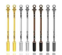 4Colors Snuff Spoon, Mini Scoop Shovel Medicine Spoon with Pendants Necklace Loop, Metal Snuff Powder Shovel for Vials (8 Pcs)