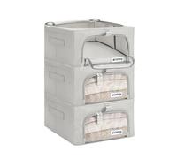 4CONVY Solid, Foldable Clothes Storage Box with Zipper, 2 transparent windows - [2024 UPGRADED MATERIAL] Storage Bag for Duvets, Clothes, Bedding - Storage Box for Clothes with Window- 3x24L