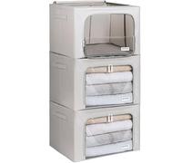 4CONVY Solid, Foldable Clothes Storage Box with Zipper - [2024 UPGRADED MATERIAL] Storage Bag for Duvets, Clothes, Bedding - Storage Box for Garments with Window