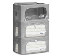 4CONVY Solid, Foldable Clothes Storage Box with Zipper - [2024 UPGRADED MATERIAL] Storage Bag for Duvets, Clothes, Bedding - Storage Box for Garments with Window