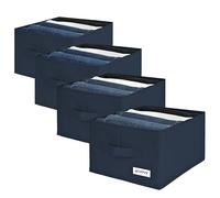 4CONVY Trousers Organiser for Wardrobe - [2024 UPGRADED MATERIAL] Fixed Storage Box Closet with Large Compartments - Foldable Closet Organiser Wardrobe for Jeans, Shirts - Pack of 4