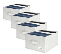 4CONVY Trousers Organiser for Wardrobe - [2024 UPGRADED MATERIAL] Fixed Storage Box Closet with Large Compartments - Foldable Closet Organiser Wardrobe for Jeans, Shirts - Pack of 4