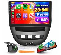 4Core 64G Car Radio for Citroen C1/Toyota Aygo/Peugeot 107 2005-2014 5GWifi,Hodozzy 10" HD IPS Touch Screen Car Stereo with Wireless Carplay Android Auto BT SWC GPS FM/RDS Reverse Camera
