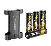 4Count AA Rechargeable BatterIes with Charger,3600mWh Lithium Aa Battery 1.5V,Double A Batteries High Capacity,Rechargeable Battery Aa Lithium ion with Mini Charger,Lithium Batter for Blink Xbox