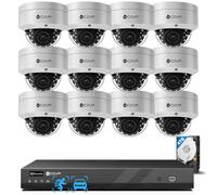 4COVR 16 Channel 4K PoE CCTV Camera Systems, Human/Vehicle Detection, 12Pcs IK10 Vandal-Proof 8MP Security Commercial Dome IP Camera IP67, 16CH 4K NVR 4TB, Business Surveillance Outdoor, ELY54AX8M1612