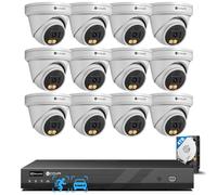 4COVR 16 Channel CCTV Camera Systems PoE, 2-Way Talk, Smart Color Night Vision, Human/Vehicle Detection, 4K NVR 4TB HDD, 12X 5MP Security Business Dome IP Camera IP67 Outdoor, ELY97KA5M1612