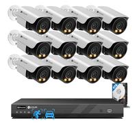 4COVR 16 Channel PoE CCTV Camera Systems, 2-Way Talk & Smart Dual Lights Color Night Vision, Human/Vehicle Detection, NVR 4TB HDD, 12X 5MP Security Wired Business Bullet IP Camera IP67, ELY37YX5M1612