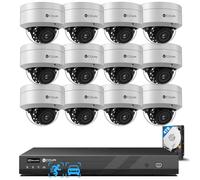 4COVR 16 Channel PoE CCTV Camera Systems, Human/Vehicle Detection, 12X IK10 Vandal-Proof 5MP Security Commercial Dome IP Camera IP67, H.256 4K NVR 4TB HDD, Business Surveillance Outdoor, ELY54AX5M1612