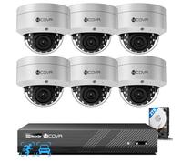 4COVR 4K PoE CCTV Camera Systems, 6X 8MP Security IK10 Vandal-Proof Wired Commercial Dome PoE IP Camera IP67, AI Human Vehicle Detection, 8CH 4K NVR 2TB HDD, Home 24/7 Recording Outdoor, ELY54AX8M0806