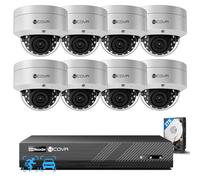 4COVR 4K PoE Security CCTV Camera System with Audio, 8X 8MP IK10 Vandal-Proof IP67 Dome IP Camera, 8CH 4K NVR 2TB HDD, AI Human Vehicle Detection & Night Vision, 24/7 Recording for Home, ELY54AX8M0808
