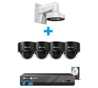 4COVR 8 Channel PoE Security Camera System, 4X 8MP Outdoor Vandal-proof Dome Cameras, 8MP NVR with 2TB HDD, ELY54AB8M0804 Bundle including 1X ELY-54 (Accessory)
