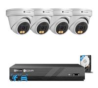 4COVR CCTV Camera Systems 5MP PoE, 2 Way Audio, Smart Color Night Vision, Human Vehicle Detection, 4X 5MP Security Dome IP Camera IP67 Outdoor, 8CH 4K NVR 2TB for Home 24/7 Recording, ELY97KA5M0804